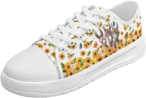 Floral Print Canvas Sneaker Womens Fashion Jogging Trendy Footwear Comfortable Slip On Sneakers Casual Walking Shoes