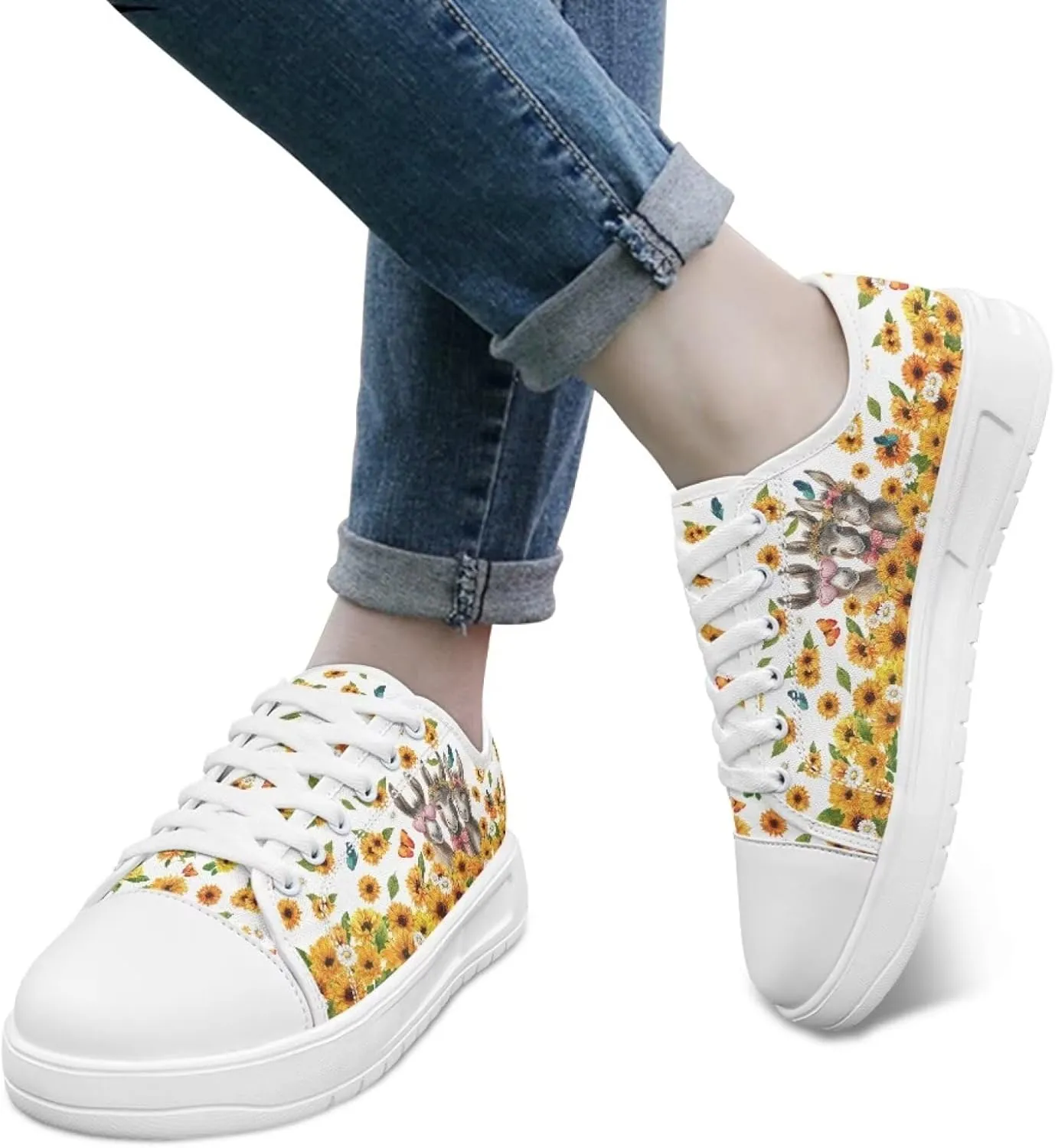 Floral Print Canvas Sneaker Womens Fashion Jogging Trendy Footwear Comfortable Slip On Sneakers Casual Walking Shoes