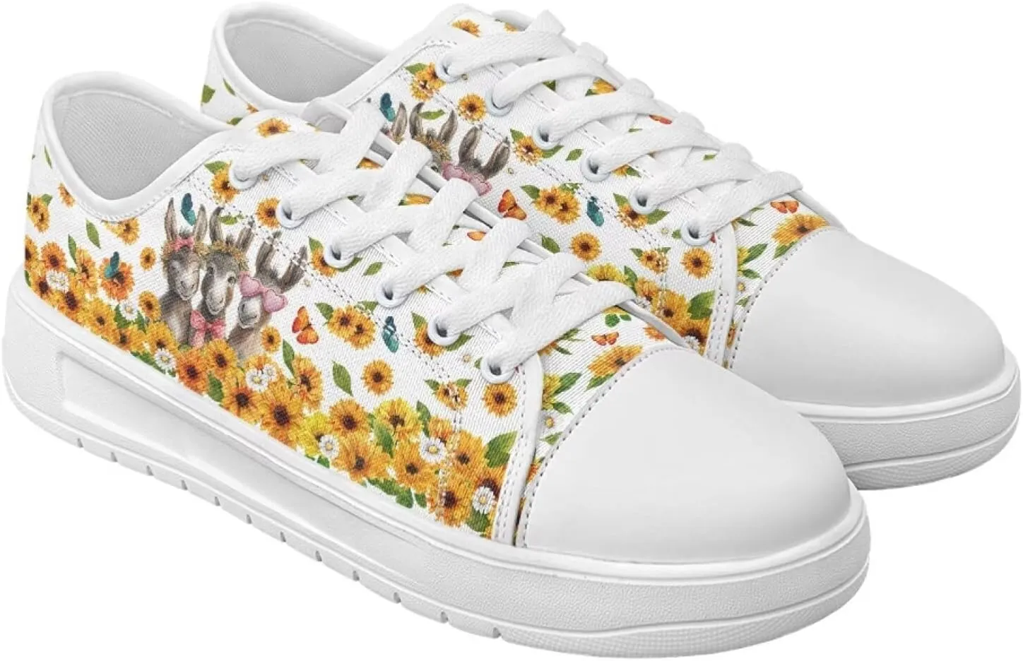 Floral Print Canvas Sneaker Womens Fashion Jogging Trendy Footwear Comfortable Slip On Sneakers Casual Walking Shoes