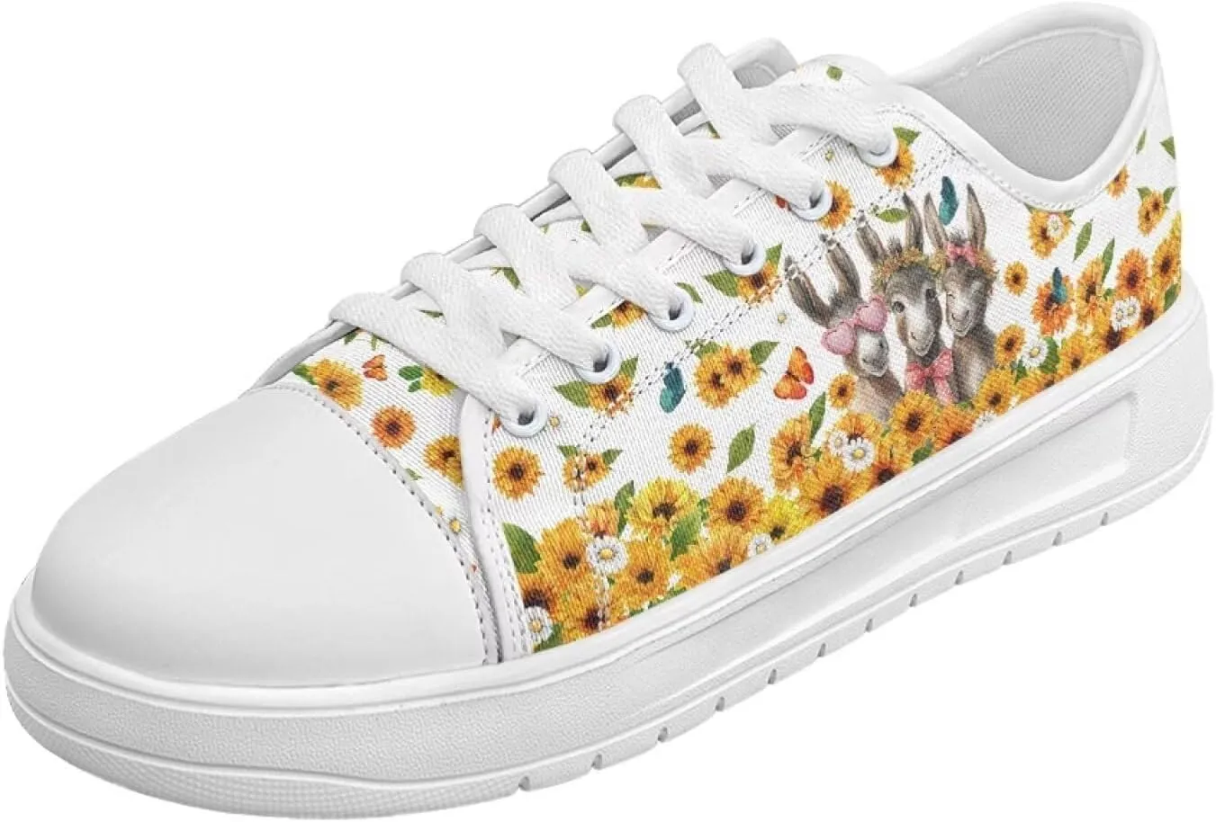 Floral Print Canvas Sneaker Womens Fashion Jogging Trendy Footwear Comfortable Slip On Sneakers Casual Walking Shoes