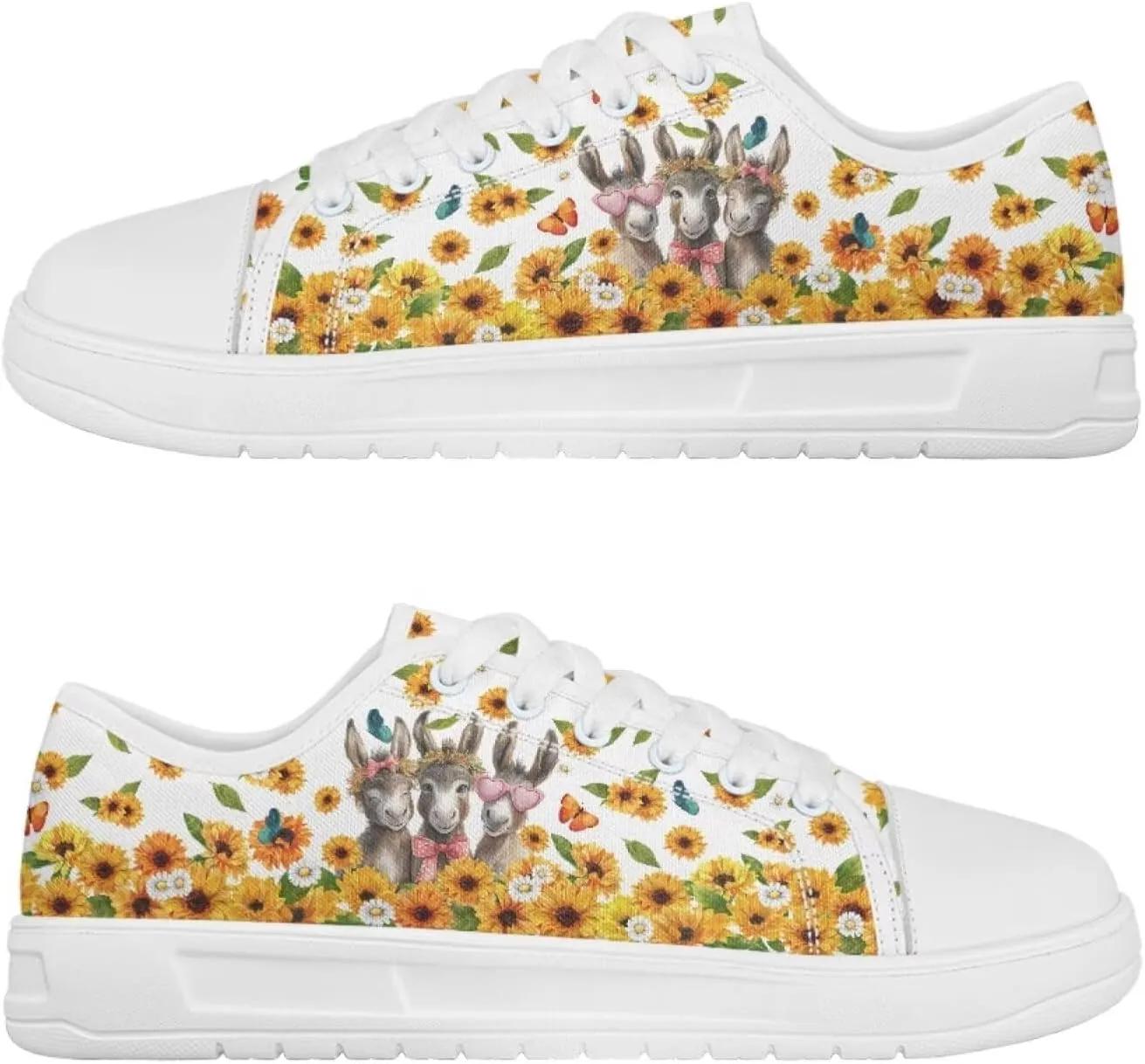 Floral Print Canvas Sneaker Womens Fashion Jogging Trendy Footwear Comfortable Slip On Sneakers Casual Walking Shoes