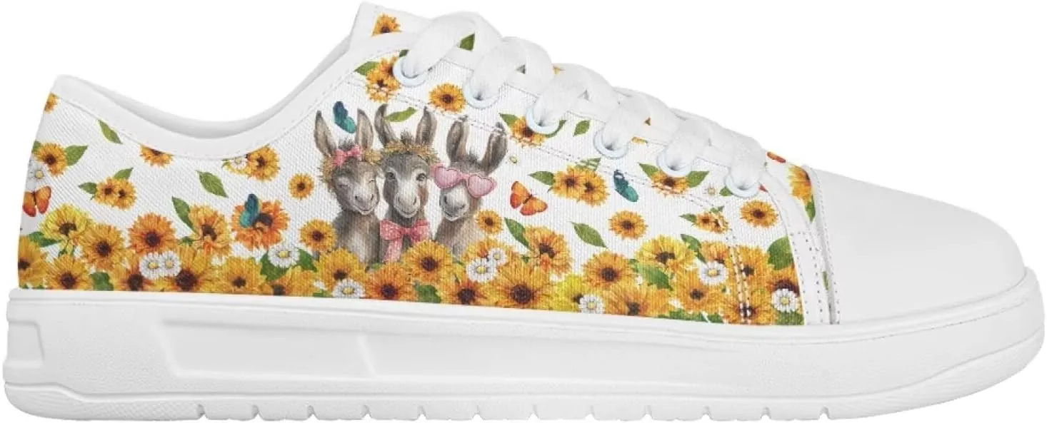 Floral Print Canvas Sneaker Womens Fashion Jogging Trendy Footwear Comfortable Slip On Sneakers Casual Walking Shoes
