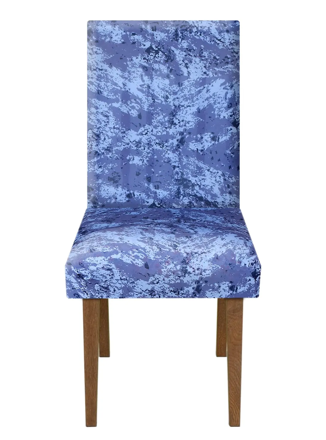 Heart Home Camouflage Printed Elastic Stretchable Polyster Chair Cover for Home, Office, Hotels, Wedding Banquet- Pack of 6 (Blue)-50HH0965