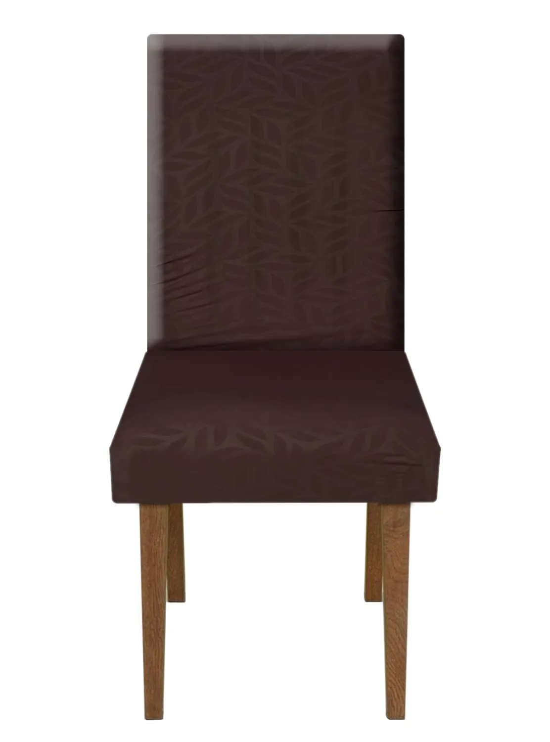 Heart Home Leaf Printed Polyester Stretchable Elastic Dining Chair Cover/Seat Slipcover/Seat Protector- Pack of 2 (Brown)-50HH01002