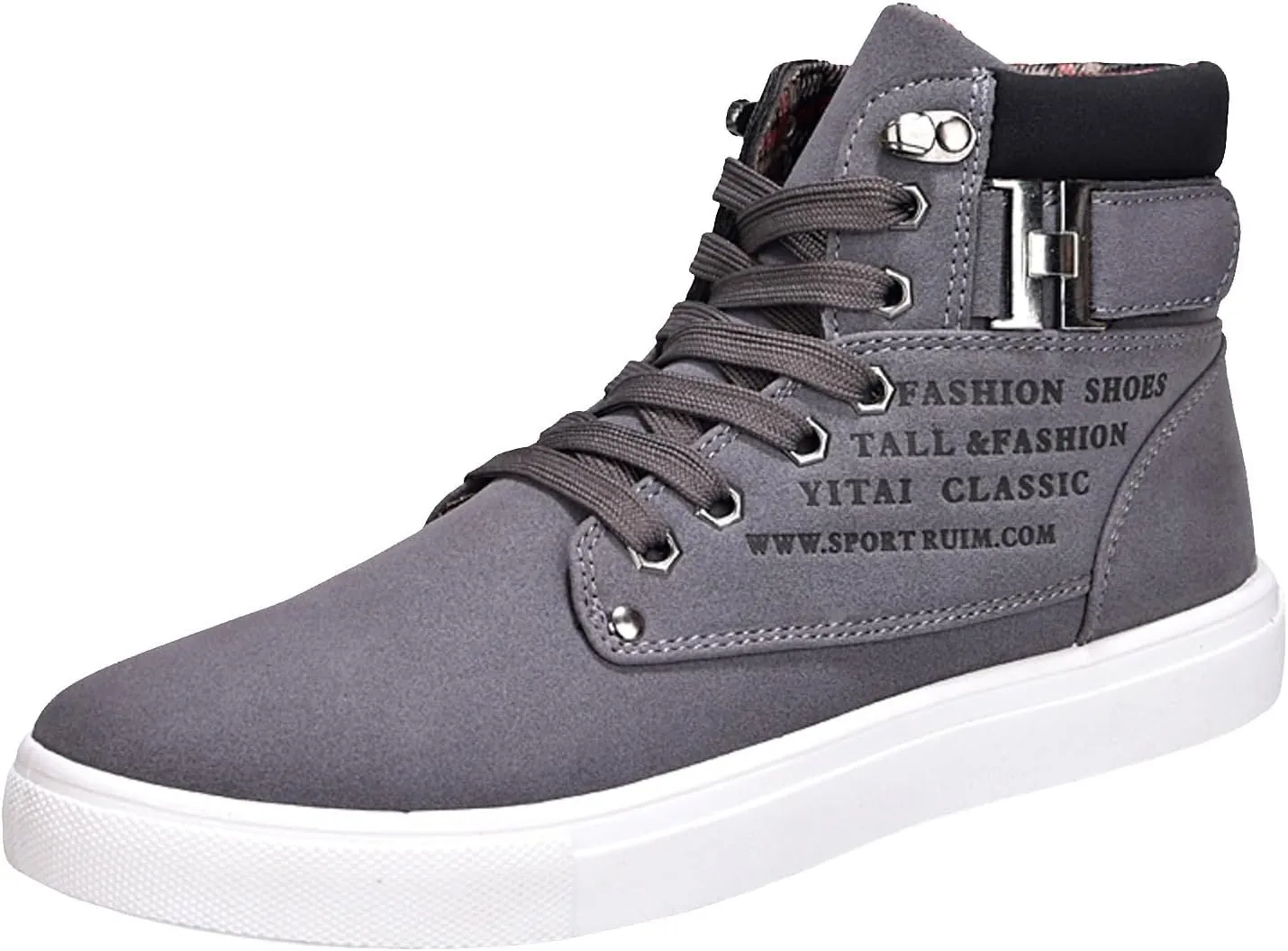 Men's High Top Sneakers Trendy Casual Canvas Sneakers for Men Lace Up Lightweight Walking Shoes British Style Skate Shoes