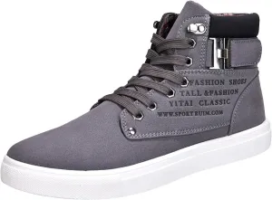 Men's High Top Sneakers Trendy Casual Canvas Sneakers for Men Lace Up Lightweight Walking Shoes British Style Skate Shoes